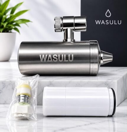 Coffret WASULU Core : le filtre, sa cartouche, les adaptateurs et l’écrin de la marque